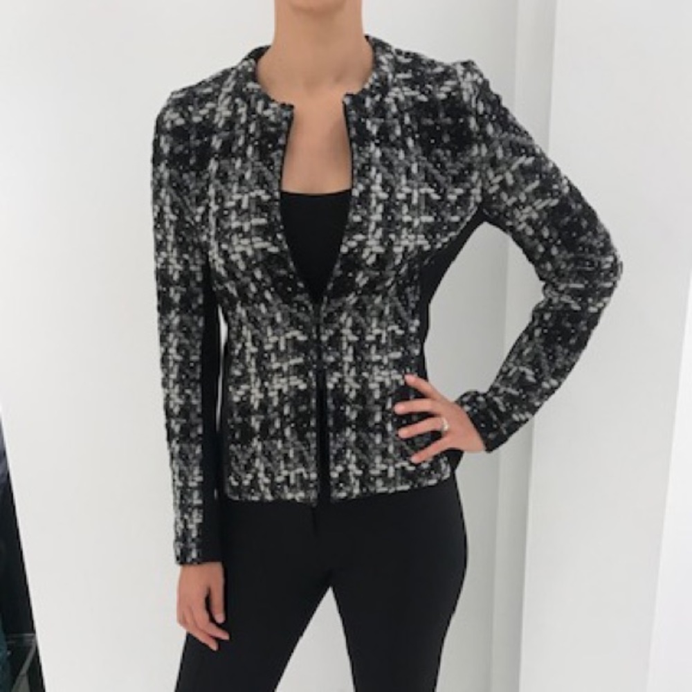 NEVER WORN Akris Punto Jersey Jacquard Round Neck Zip Jacket!
